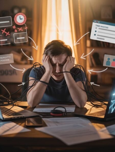 Person relaxing away from digital devices during an evening digital detox routine to reduce stress and mental burnout.