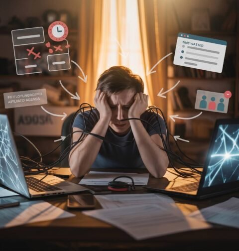 Person relaxing away from digital devices during an evening digital detox routine to reduce stress and mental burnout.