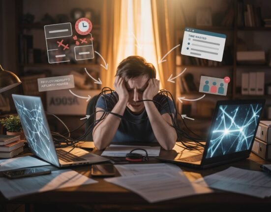 Person relaxing away from digital devices during an evening digital detox routine to reduce stress and mental burnout.