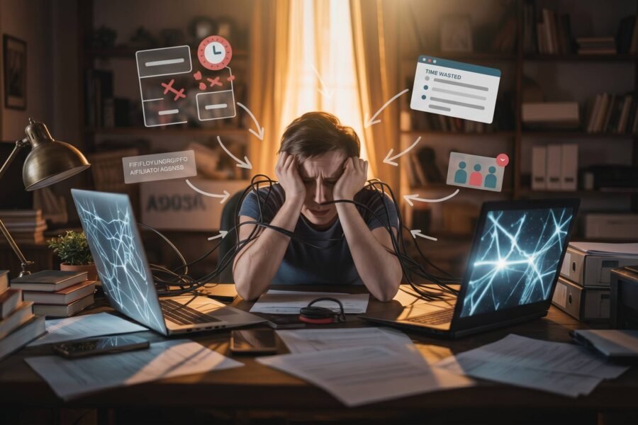 Person relaxing away from digital devices during an evening digital detox routine to reduce stress and mental burnout.