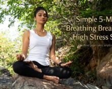 Person taking a calm 5-minute breathing break during a stressful work shift to reduce anxiety and improve focus naturally.