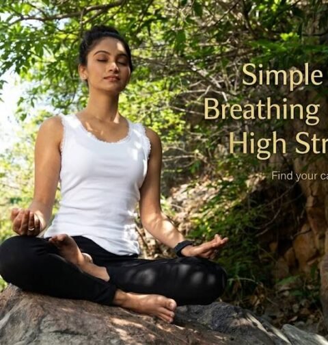 Person taking a calm 5-minute breathing break during a stressful work shift to reduce anxiety and improve focus naturally.