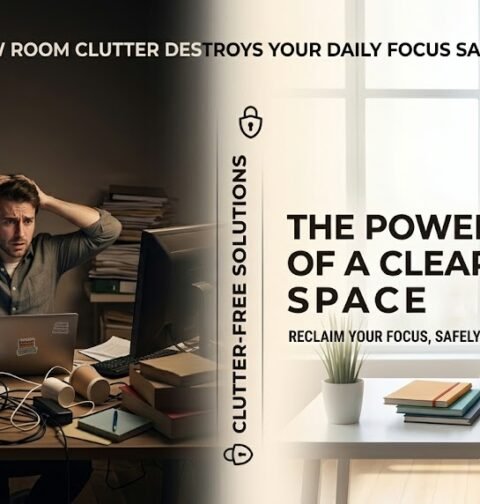 Messy room with scattered items causing distraction and reduced focus during daily work and productivity tasks.