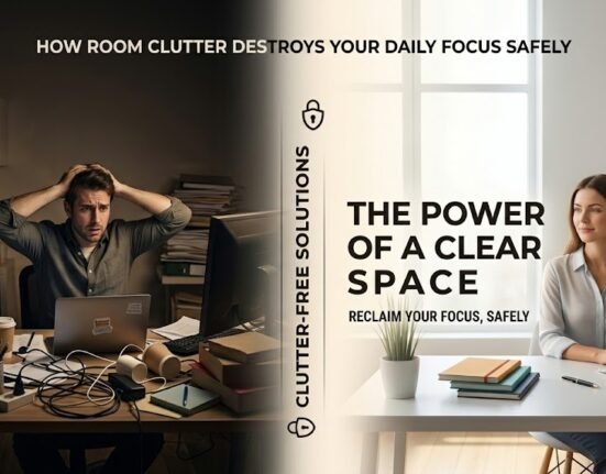 Messy room with scattered items causing distraction and reduced focus during daily work and productivity tasks.