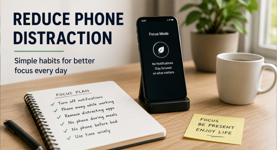 Phone distraction tips for better focus, phone-free moments, and a peaceful daily routine