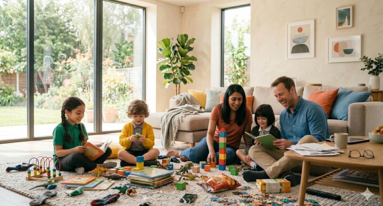 Healthy screen time balance for children through creative play, learning activities, and reduced device use at home.