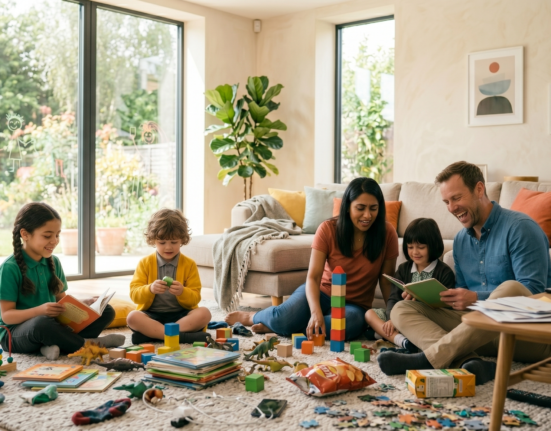 Healthy screen time balance for children through creative play, learning activities, and reduced device use at home.