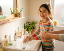 Hygiene tips for kids with healthy hand washing and personal care habits