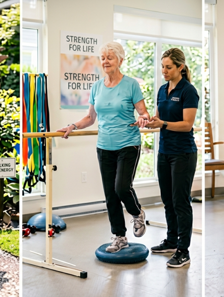 Senior fitness routine with older adults doing gentle exercises for energy, balance, mobility, and independence.
